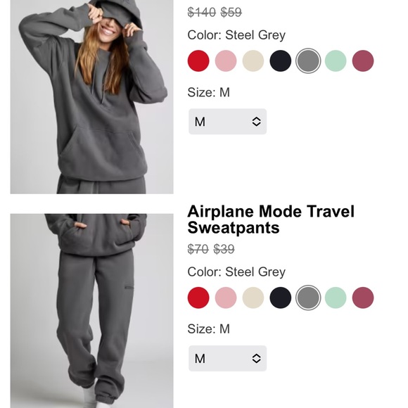 Comfrt Airplane Mode Travel Hoodie + Sweatpants | Steel Grey | Medium - Picture 5 of 5